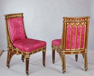 Paar stoelen, gemaakt door Morel en Seddon door Augustus Welby Northmore Pugin