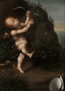 Cupido met een boog, voor 1593 door Aurelio Luini