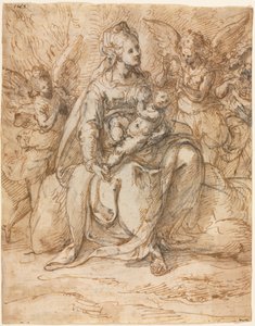 Madonna en Kind met Engelen door Aurelio Luini