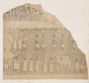 Gevangenen en een deel van de ommuurde stad (Kouyunjik), illustratie uit Monumenten van Nineveh, 1858