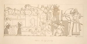 Het beleg van een stad, uit Monumenten van Nineveh, uitgegeven 1849 door Austen Henry Layard