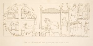 Het interieur van een kasteel (een plattegrond) en paviljoen of tent, uit Monumenten van Nineveh, uitgegeven 1849
