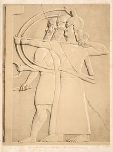 Twee boogschutters en een schilddrager, uit Monumenten van Nineveh