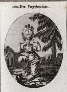 Allegorie van ongehoorzaamheid. Het boek van schaamte markeert haar minachting voor de wetten en voorschriften die ze domineert door de rem en het juk te vertrappen. Ze sluit haar oren om geen berispingen te horen. Haar haar is pauwenveren. Gravure in "Ico door Austrian School