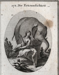 Allegorie van dankbaarheid. Haar symbolen zijn de ooievaar omdat ze haar vader op hun oude dag dezelfde dienst bewijst die ze in haar jeugd ontving en de olifant omdat hij zeer dankbaar is, hij in staat is zijn leven te riskeren door te vechten voor zijn m door Austrian School