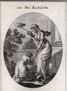 Allegorie van vergevingsgezindheid. Ze vertrapt de bundels en de bijl die de lictoren bij de Romeinen droegen. Ze houdt een opgeheven mantel vast en reikt haar hand naar een slaaf die aan haar voeten ligt. Gravure in 