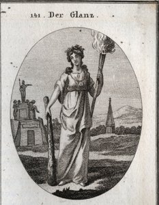Allegorie van pracht. Gravure in "Iconologie oder Ideen aus dem Gebiete der Leidenschaften und Allegorien bildich dargestellt fur Zeichner, Mahler" door Austrian School