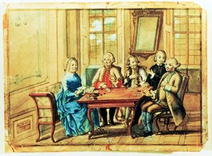 Keizerin Maria Teresa van Oostenrijk speelt kaarten met veldmaarschalk Karoly Batthyany, Nadasky en veldmaarschalk Leopold Joseph, graaf von Daun, 1751 door Austrian School