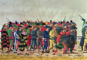 Helmbardiers van Maximiliaan I (1459-1519) bewaken Franse gevangenen