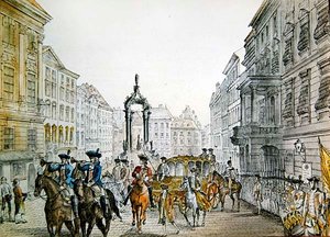 Keizerlijke stoet in de Graben, Wenen, begin 19e eeuw (gravure) door Austrian School