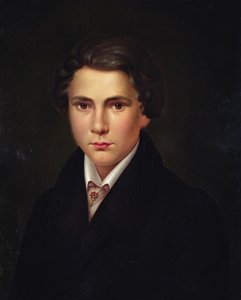 Portret van een jonge man met een robijnen stropdas, ca. 1835