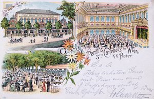 Ansichtkaart van Pertls koffiehuis in de Prater, Wenen, 1901 door Austrian School