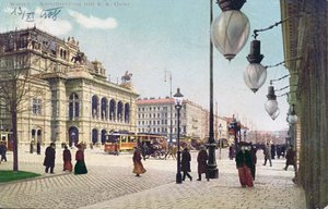 De Kaerntnerring en de Keizerlijke en Koninklijke Opera in Wenen, 1908 door Austrian School