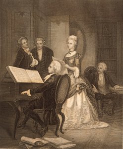 Wolfgang Amadeus Mozart begeleidt Caterina Maddalena Giuseppa (gravure) door Austrian School