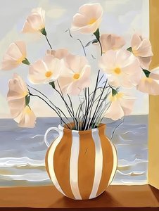 Bloemen in het kustraam