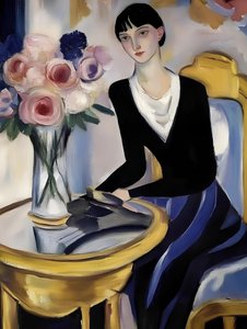 Elegante dame met rozen