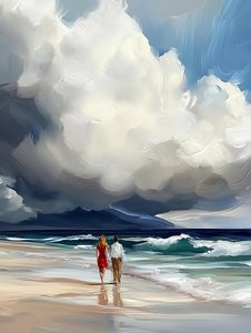 Romantische strandwandeling