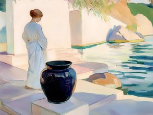 Serene Woman Blauwe Vaas