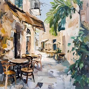 Zonnig Europees café door Avanesova Elena
