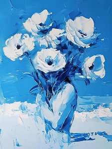 Blauwe bloemen met structuur door Avanesova Elena