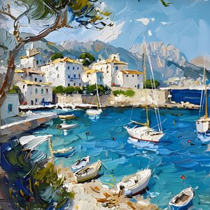 Levendige mediterrane haven door Avanesova Elena