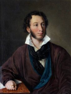 Portret van de auteur Alexander S. Pushkin, kopie naar V. Tropinin, 1827