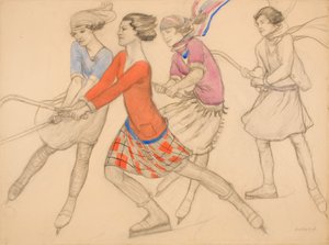 Hockey op het ijs door Averil Mary Burleigh