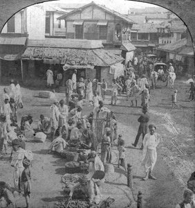 Een markt in Ahmedabad, India, 1902