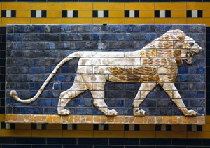Een leeuw, detail (detail) door Babylonian