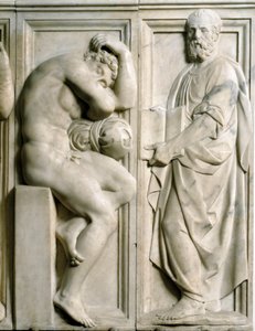 Profeet en Ignudo Laag marmeren reliëf door Baccio Bandinelli (1493-1560)