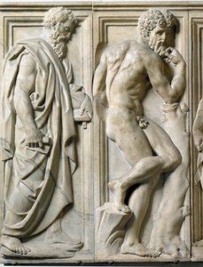 Profeet en Ignudo Laag marmeren reliëf door Baccio Bandinelli (1493-1560) door Baccio Bandinelli