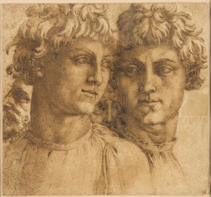 Twee Studies van het Hoofd van een Jongeling door Baccio Bandinelli