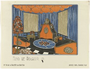 Gazette du Bon Ton, 1920 - No. 10, Pl. XLV: Fond de Boudoir door Bagge and Huguet