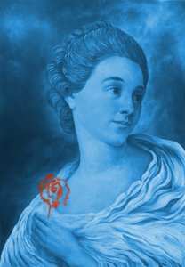 Blauw portret Rode roos door Balazs Solti