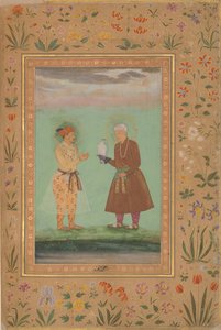 Jahangir en zijn vader, Akbar, Folio uit het Shah Jahan Album, verso: ca. 1630