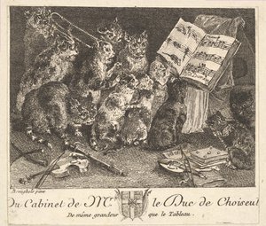 Concert van katten, naar het schilderij in de collectie van de hertog van Choiseul