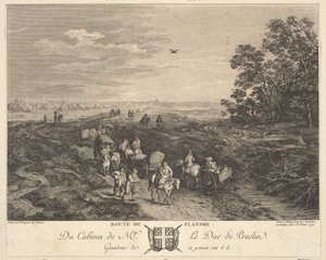 Flanders Road Route de Flandre naar een schilderij in de collectie van de Duc de Praslin door Balthasar Anton Dunker