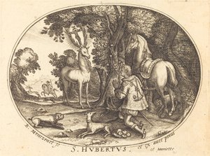 De Visioen van Sint Hubertus door Balthasar Moncornet