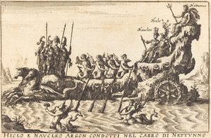 Hiclo en Naucleo Argon geleid in de wagen van Neptunus door Balthasar Moncornet after Remigio Cantagallina