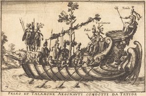 Peleo en Talamone Argonauten geleid door Tetide door Balthasar Moncornet after Remigio Cantagallina