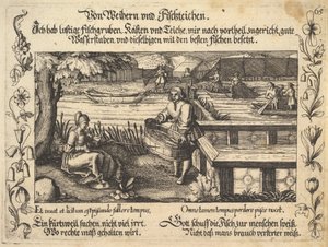 Van vijvers en visvijvers, illustratie uit Petrarca, Geluk en Ongeluk Spiegel, figuur, 1652 door Balthasar Schwan
