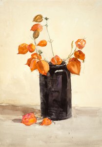 Bloemen in zwarte vaas