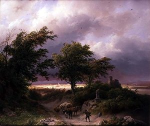 Een Bosrijk Landschap met een Ver Uitzicht op Cleve door Barend Cornelis Koekkoek