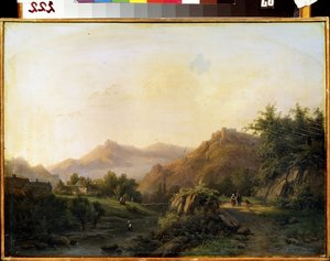 Landschap met een weg door Barend Cornelis Koekkoek