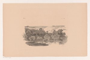 Uitzicht over heuvelachtig landschap door Barend Cornelis Koekkoek