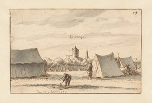 Kampement van het leger van Willem III bij Sint-Truiden, Limburg door Barend Klotz (attributed to)