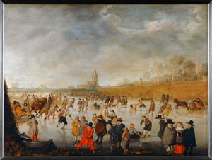 Schaatsen in Kampen - Schaatsen in Kampen ... door Barent Avercamp