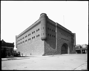 First Regiment Armory, Chicago, Illinois, VS, ca.1891 (zwart-wit foto) door Barnes and Crosby