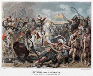 Slag bij de piramiden : Napoleon Bonaparte in Egypte in 1798 (gravure) door Baron Antoine Jean (after) Gros