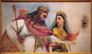 Clovis en Clothilde; Clovis I, koning van de Franken (466-511) en zijn vrouw Clothilde (St. Clothilde) (475-545), die hem bekeerde tot het katholieke geloof